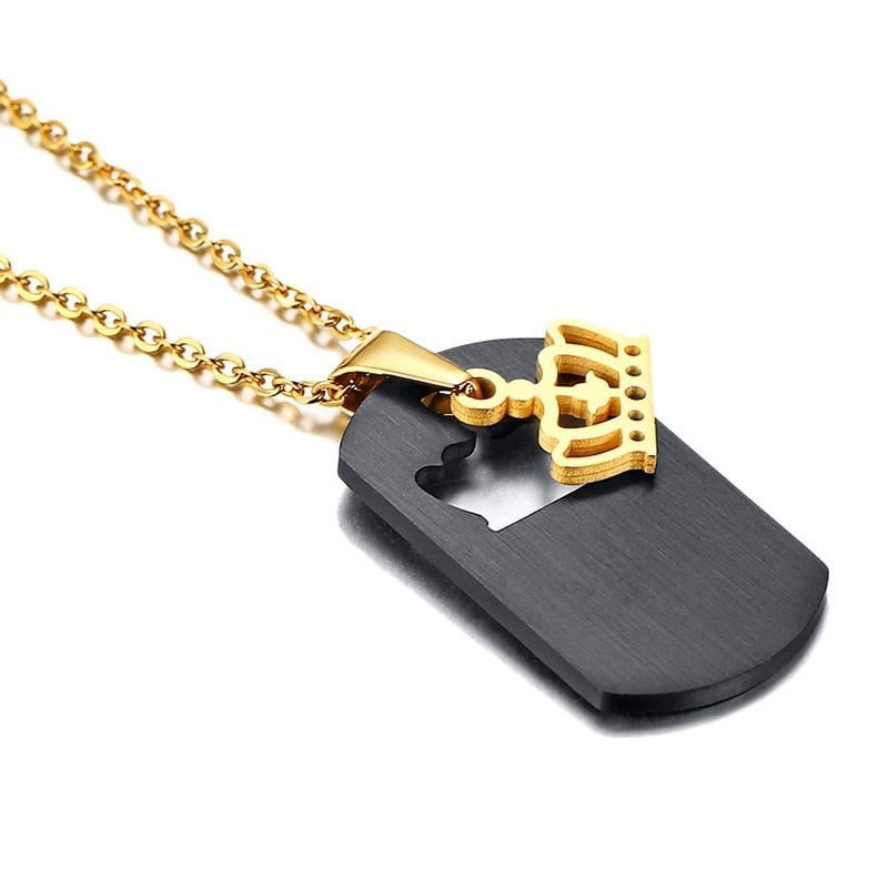 Collier noir et or avec la Couronne Queen