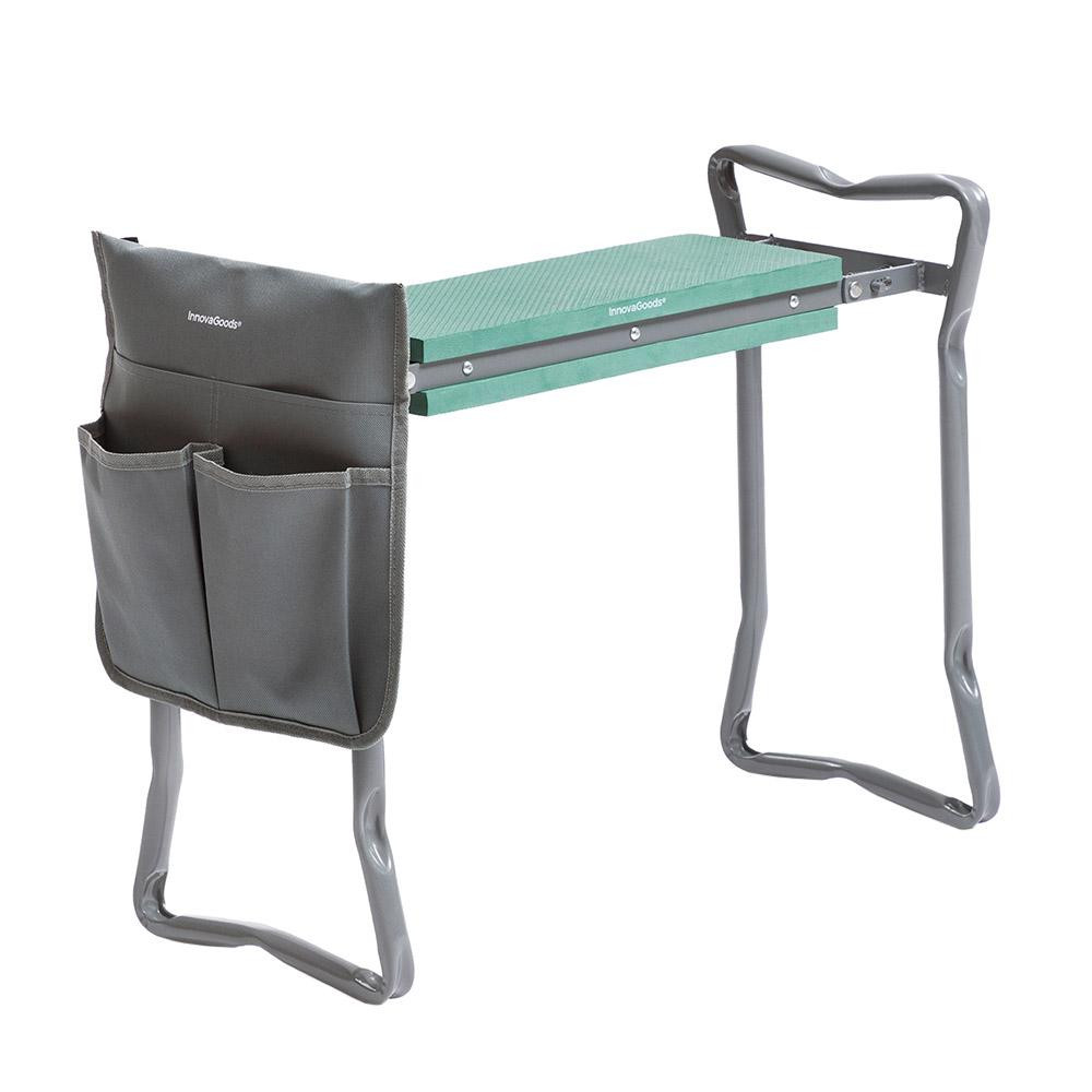 Tabouret de jardin multifonctionnel avec sac à outils
