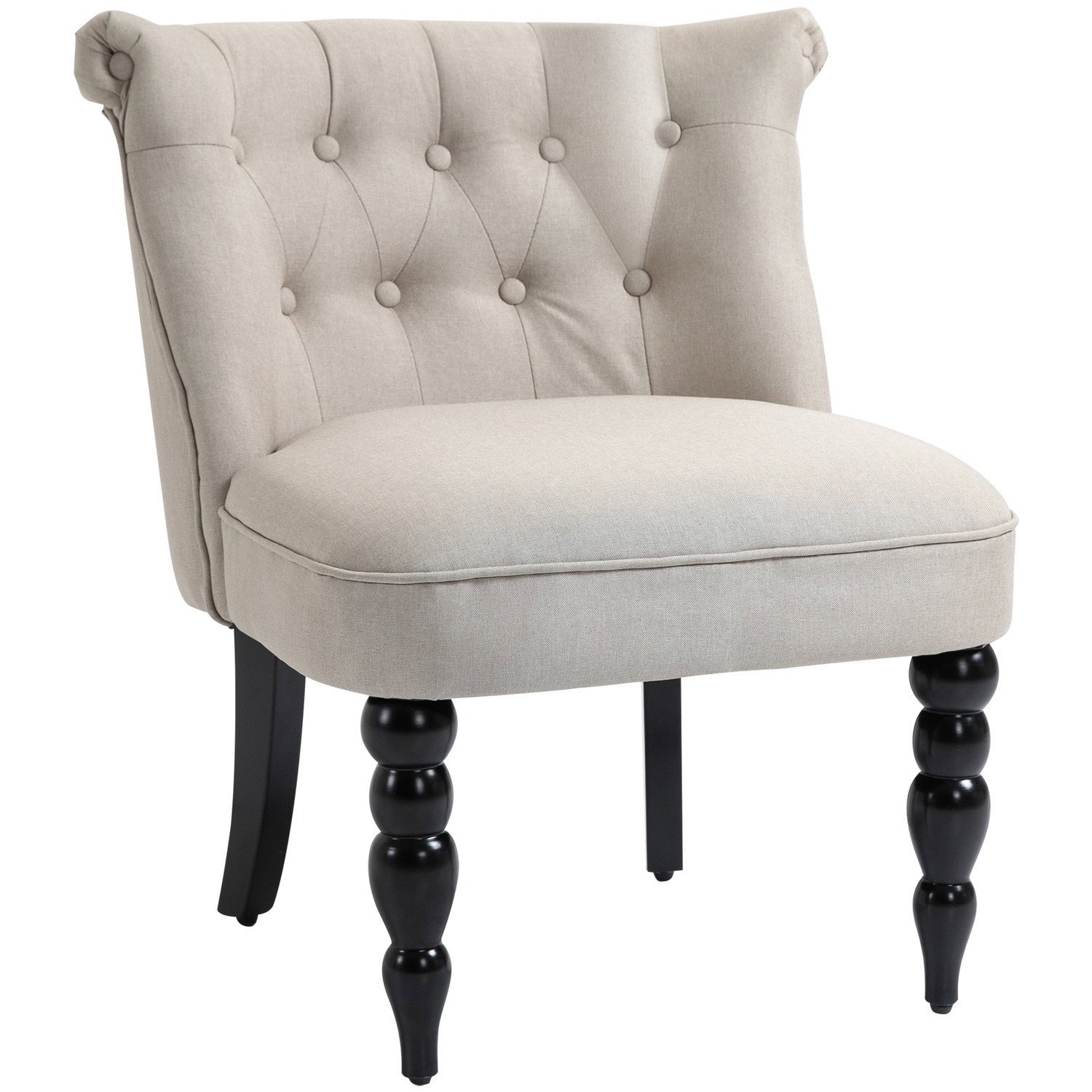Fauteuil Relax Vintage en Lin Beige avec Cadre en Bois