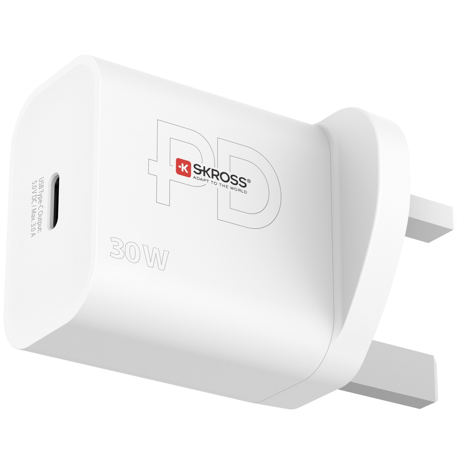 Chargeur de voyage au Royaume-Uni, etc. USB-C PD 30 W sans mise à la terre