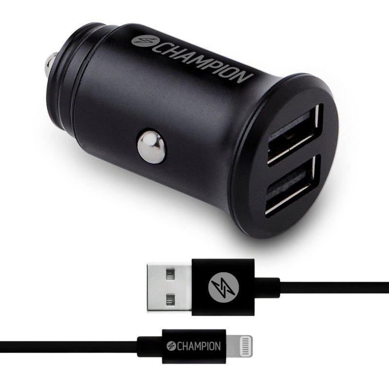 Autoladegerät 24 W + USB-A-auf-Lightning-Kabel Schwarz