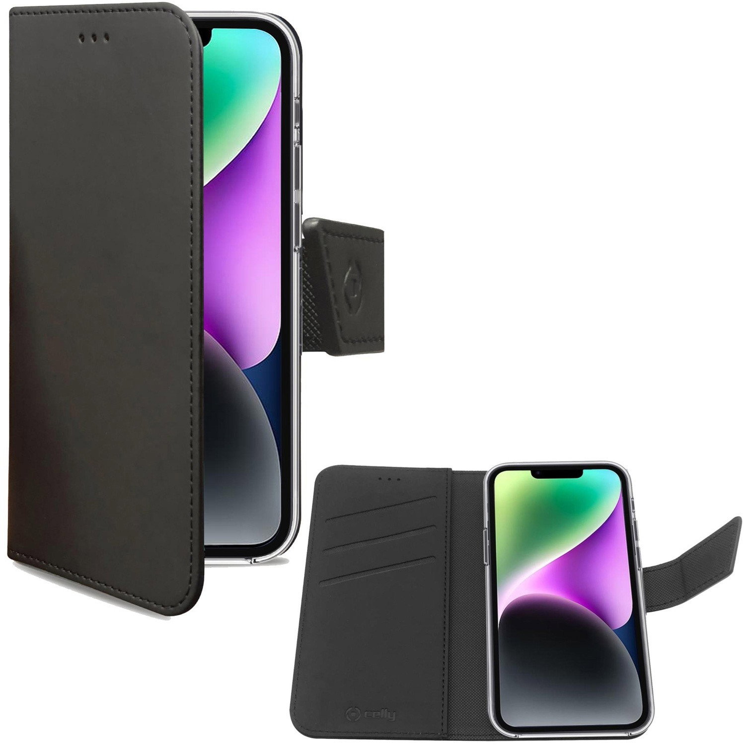 Custodia a portafoglio per iPhone 14 nera