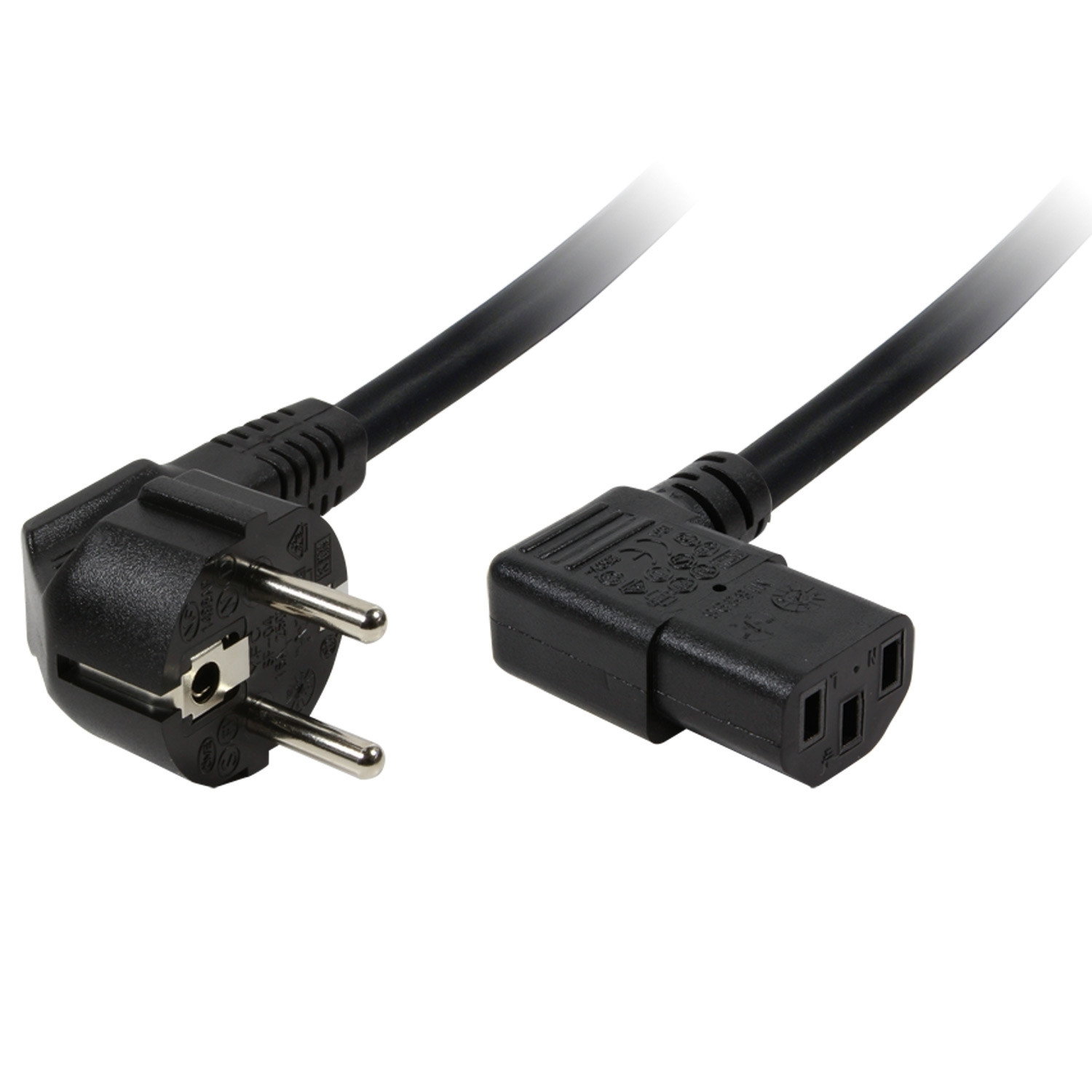 Câble appareil CEE 7/7 90° - C13 90° Noir 2m