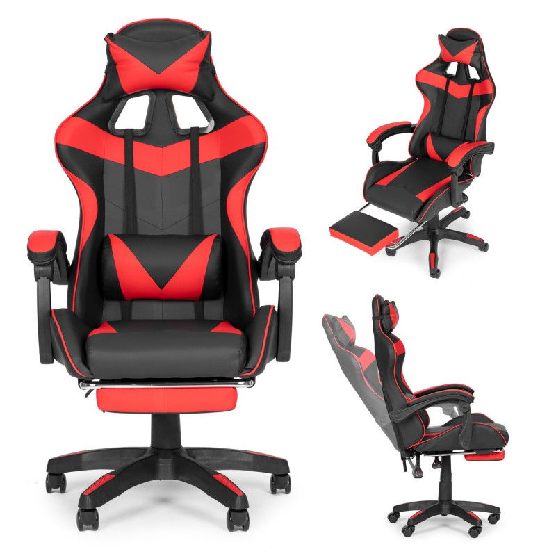 Ergonomischer Gaming-Stuhl mit Fußstütze und verstellbarer Rückenlehne