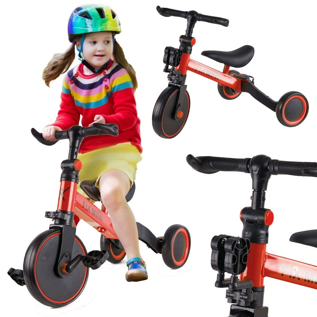 Rotes 3-in-1-Fahrrad: Gelände, Dreirad, traditionell