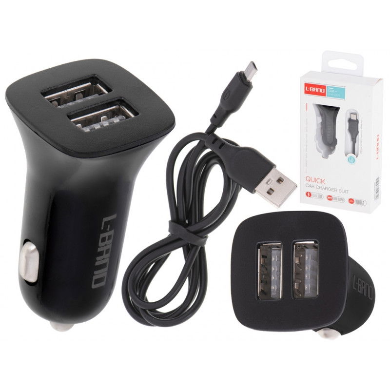 Autoladegerät 2 USB-Anschlüsse + Micro-USB-Kabel 2,10 A