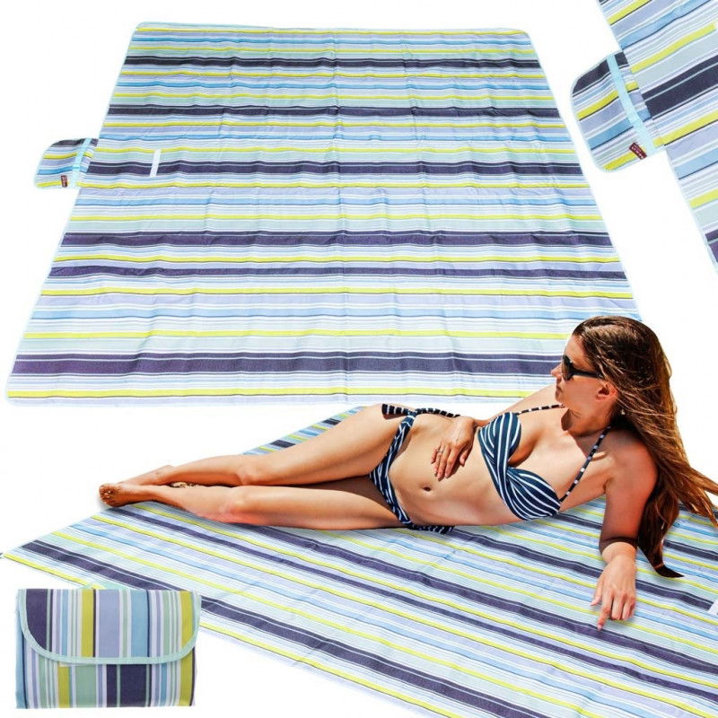 Grande tappetino da spiaggia blu 200x200 cm per picnic