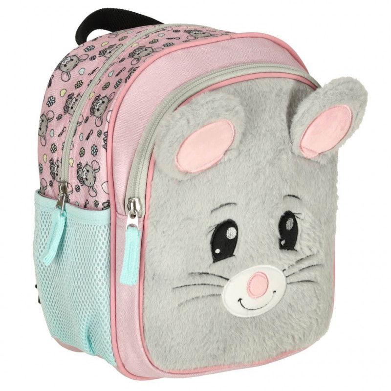 Motivo topo Zaino asilo 10,5 Blu-grigio