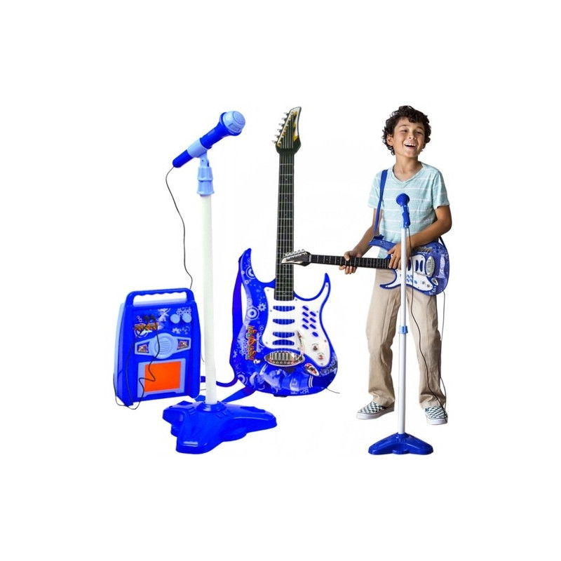 Blaues Gitarrenset für Kinder mit Verstärker und MP3