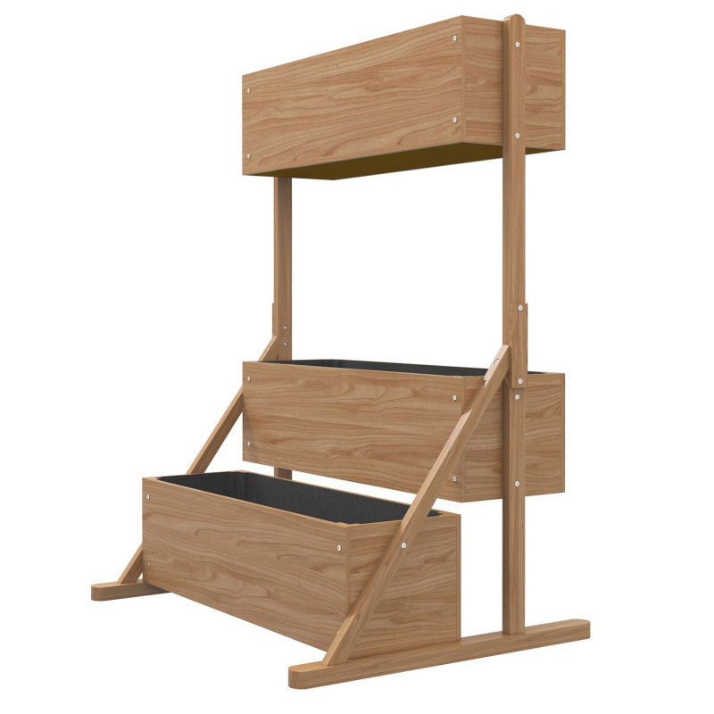 Blumenkasten aus Holz 3-stöckig mit Vlies 108x80x140cm