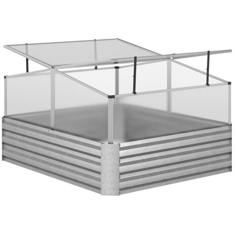 Erhöhter Gewächshaus-Blumenkasten mit Dachluken