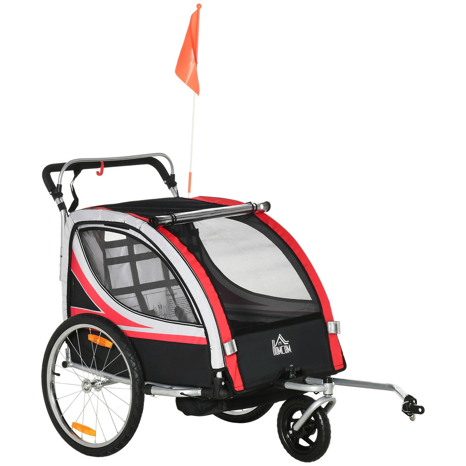 Poussette vélo enfant 2-en-1 avec suspension et frein