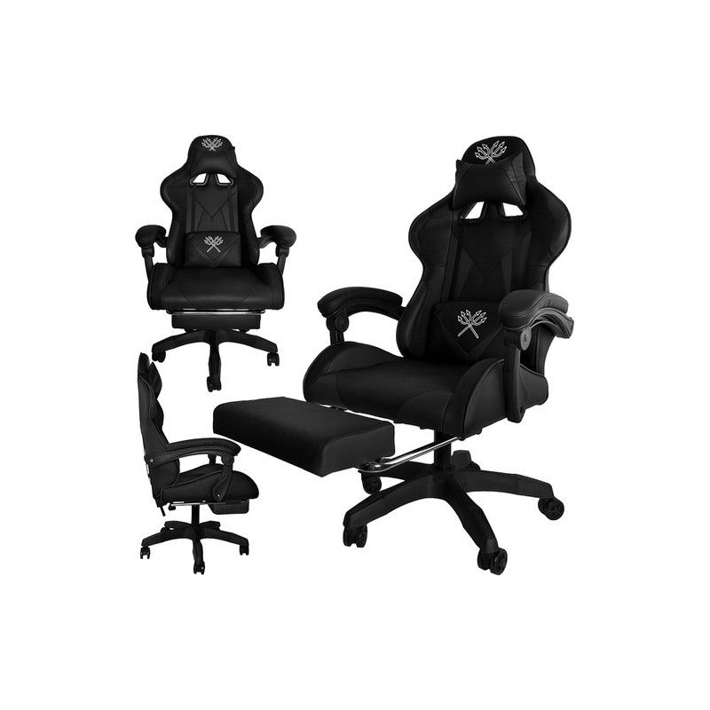 Ergonomischer Gaming-Stuhl aus schwarzem Leder