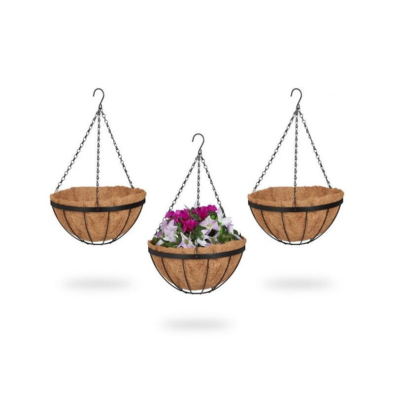 Blumenampel mit 3 Körben aus Kokosfaser