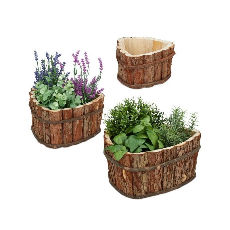 Blumenkasten aus Holz - 3er-Set