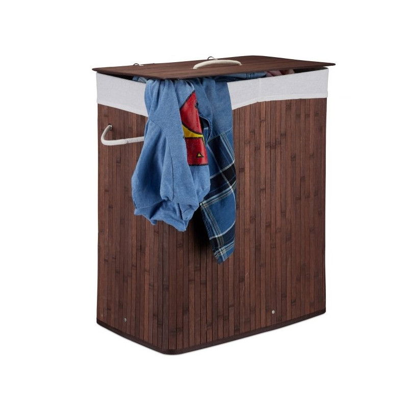 Wäschekorb aus Bambus mit 2 Fächern