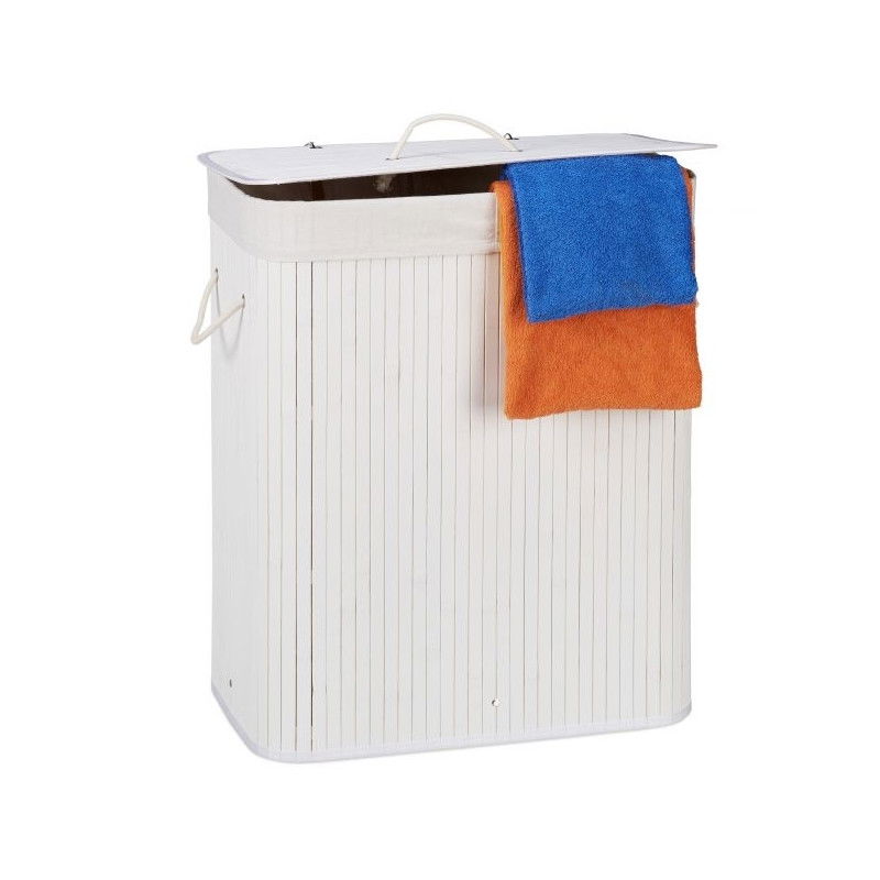 Wäschekorb aus Bambus mit 2 Fächern