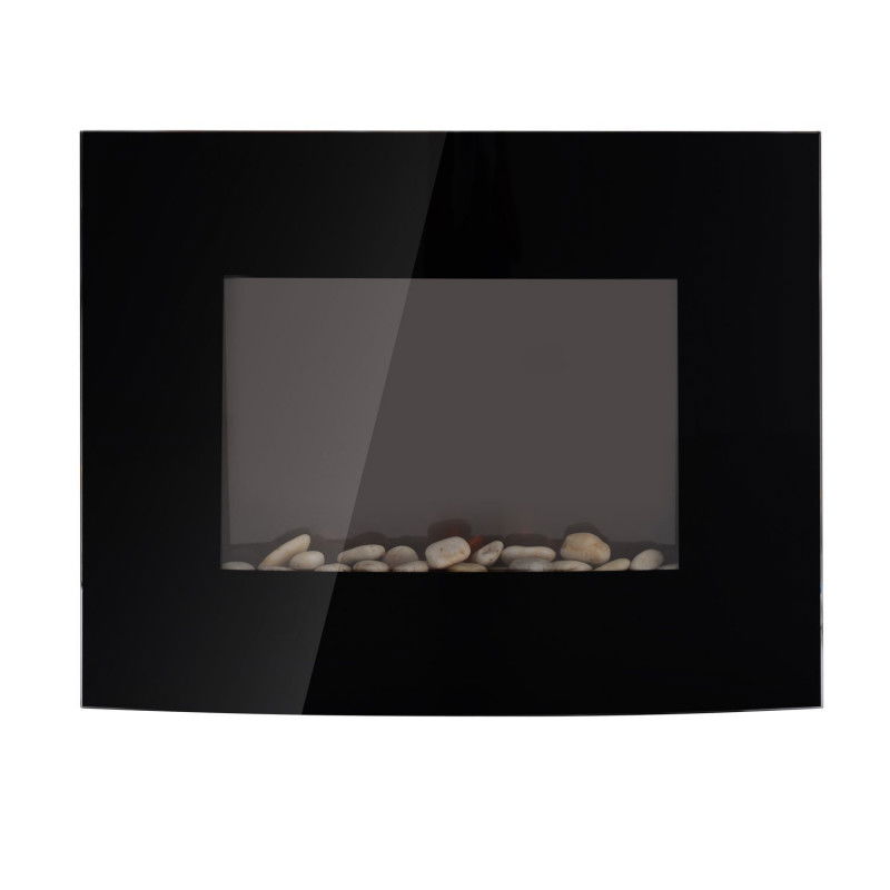 Elektrokamin Kaminofen elektrisch mit 2 Leistungsstufen 900/1800 W LED 65 x 11,4 x 52 cm Edelstahl Schwarz für gemütliche Wärme