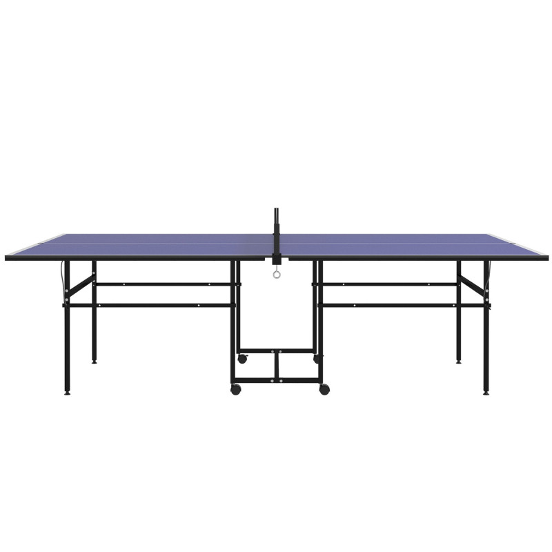 Tischtennistisch, Tischtennisplatte in Viertel Klappbar mit Rollen, Tischtennisspiel-Set mit 2 Tischtennisschlägern, 3 Bällen, O