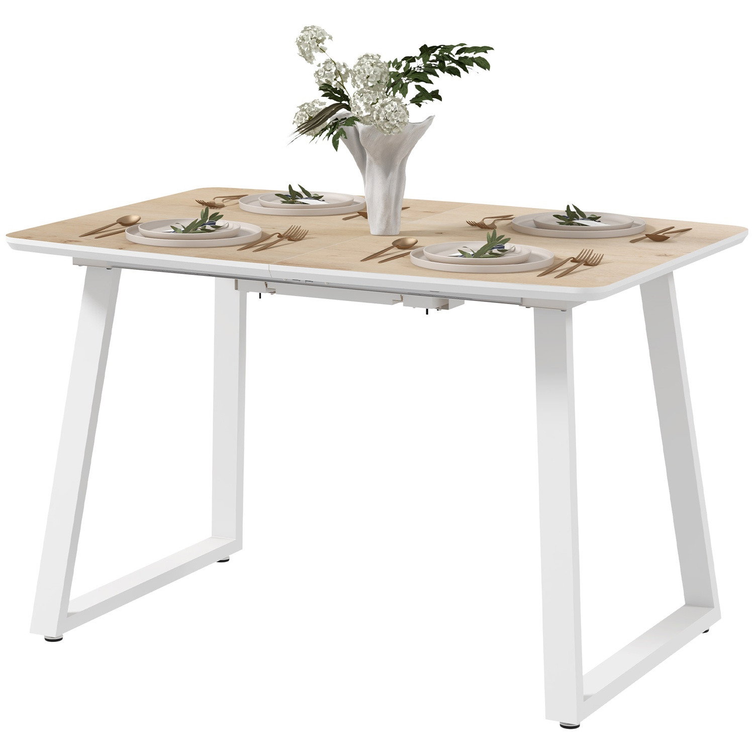 Tavolo da pranzo tavolo da cucina allungabile per 4-6 persone, tavolo da pranzo rettangolare per cucina, sala da pranzo, acciaio