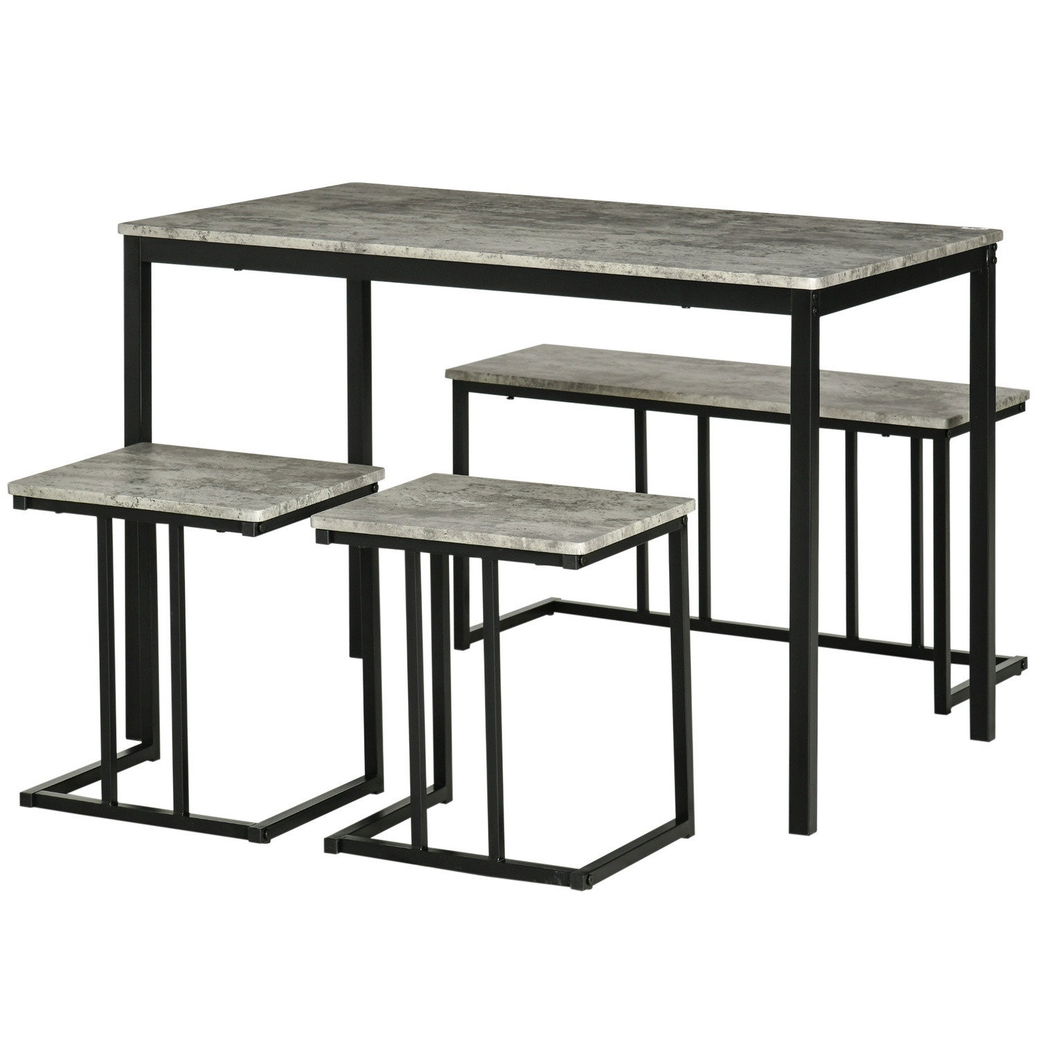 Gruppo da pranzo set da 4, set tavolo da cucina, tavolo da pranzo con 3 panche per 4 persone, gruppo sala da pranzo, gruppo tavo