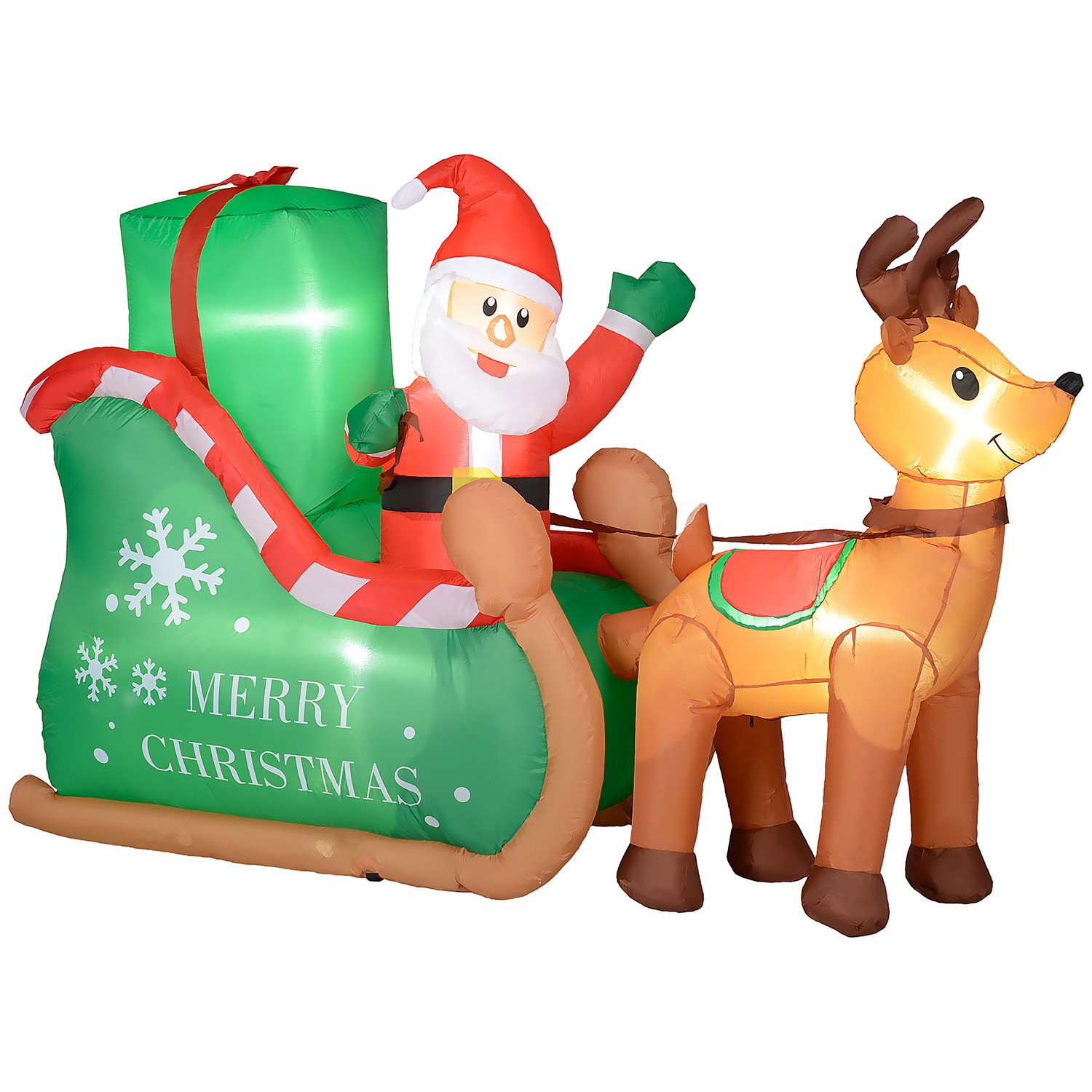 Decorazione natalizia gonfiabile, Babbo Natale da 2,1 m con slitta e renne, illuminazione a LED, luci natalizie autogonfiabili p