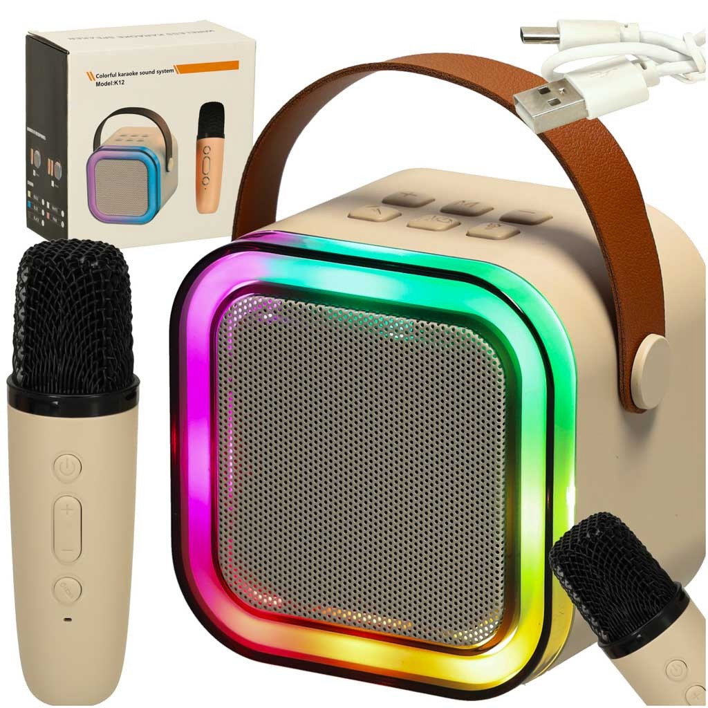 Altoparlante karaoke con microfono dorato