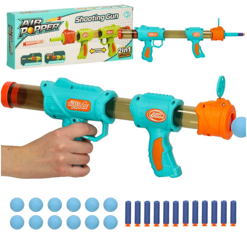 Pistola a sfera Nerfy 2 in 1 con cartuccia blu