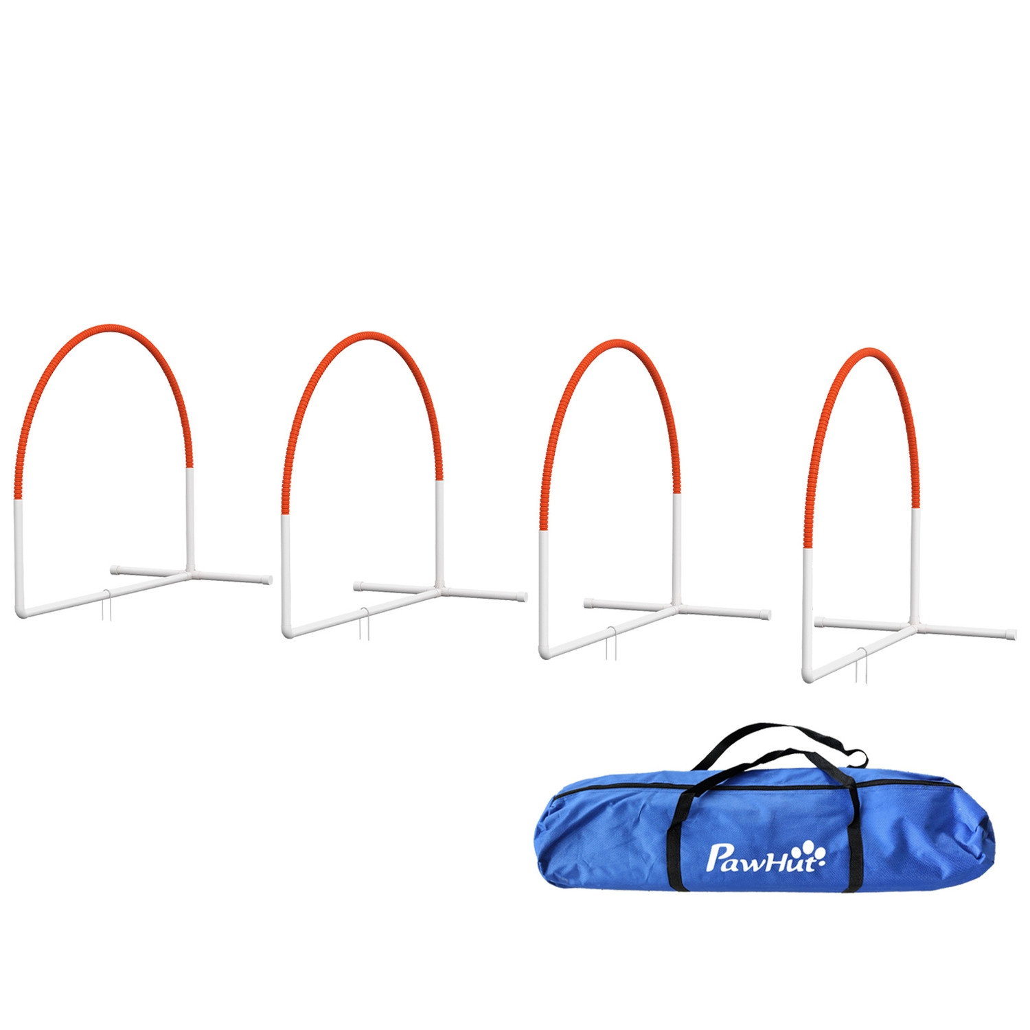 Hunde Agility Set, 4er-Set Hundetraining mit Slalomstangen, Agility-Ausrüstung für Hunde mit Tragetasche aus Oxford, Orange