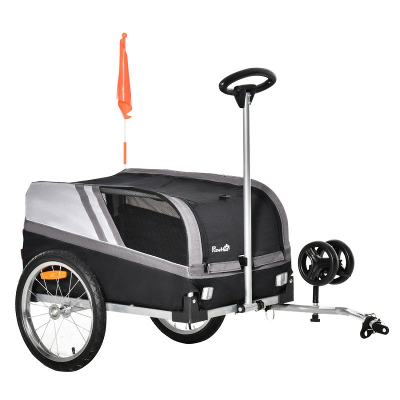 2-in-1 Hundeanhänger Haustier Trolley & Fahrradanhänger atmungsaktiv Oxfordstoff für Reisen & Ausflüge