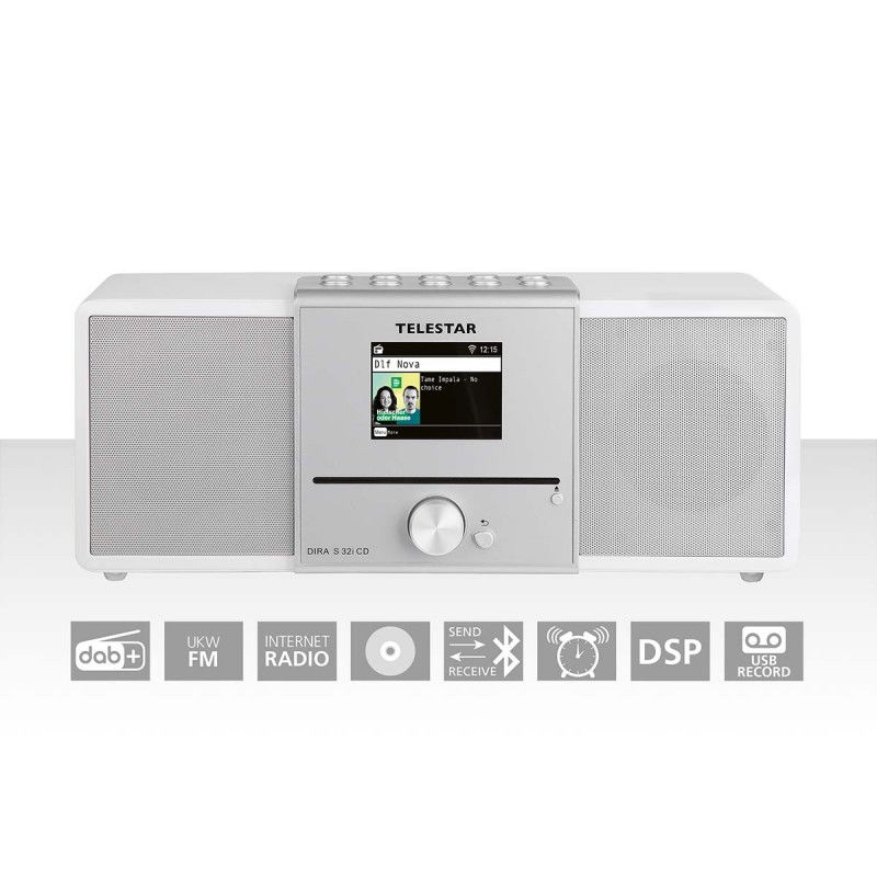 DIRA S32i CD EWF Radio stereo multifunzionale con lettore CD DAB+ / FM / Internet / Bluetooth Bianco