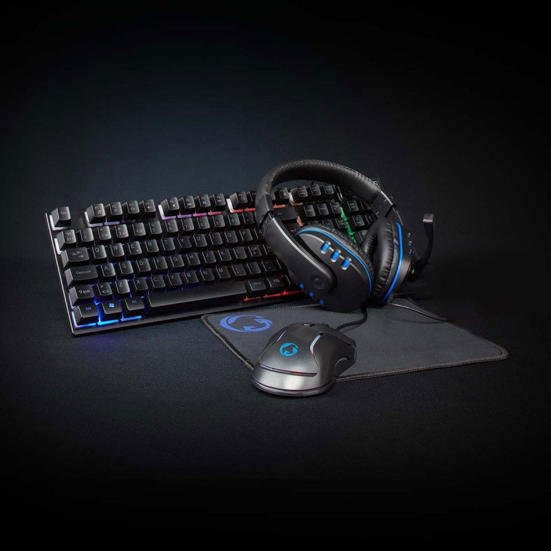 Gaming Combo Kit | 5-in-1 | Tastatur, Headset, Maus und Mauspad | Schwarz | QWERTY | ND Layout