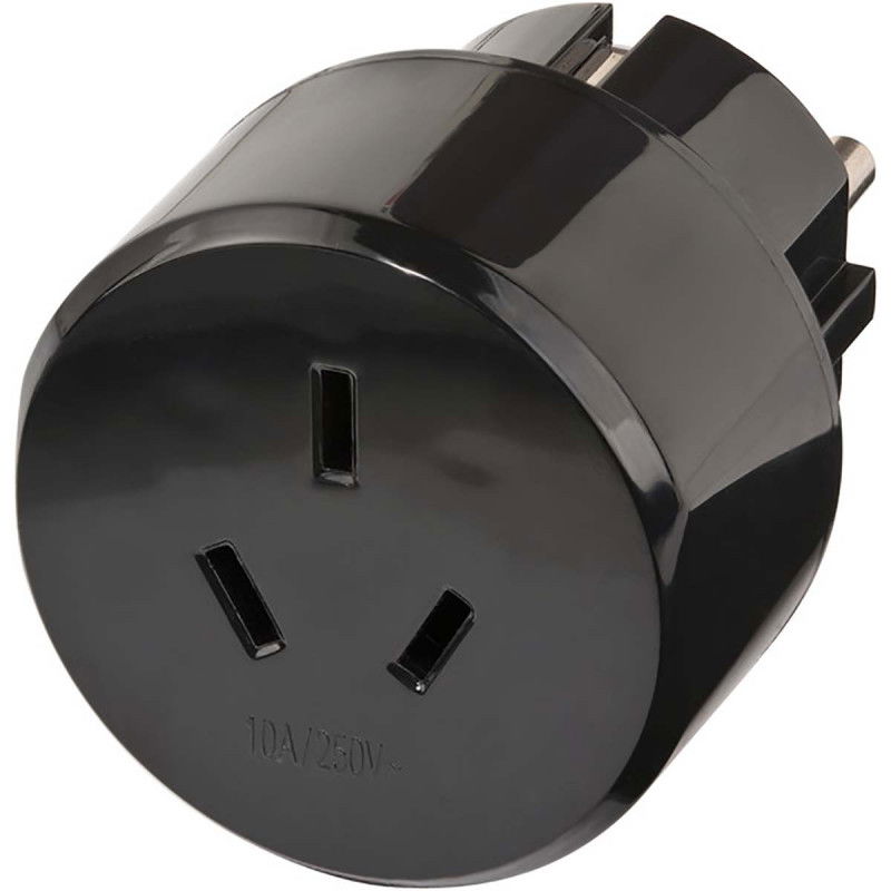 Reisestecker / Reiseadapter (Reisesteckdosenadapter für: Euro-Stecker und Australien, China-Stecker) schwarz