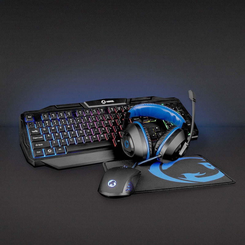 Gaming Combo Kit | 4-in-1 | Tastatur, Headset, Maus und Mauspad | Blau / Schwarz | QWERTY | IT Layout