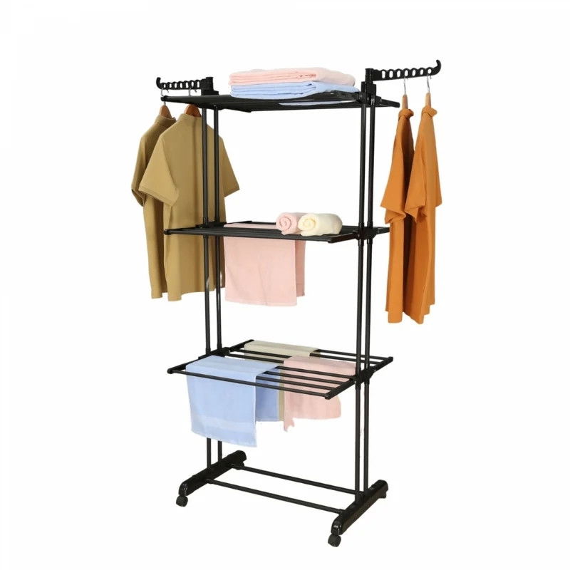 Herzberg HG-8034BB: Beweglicher Wäscheständer - Schwarz