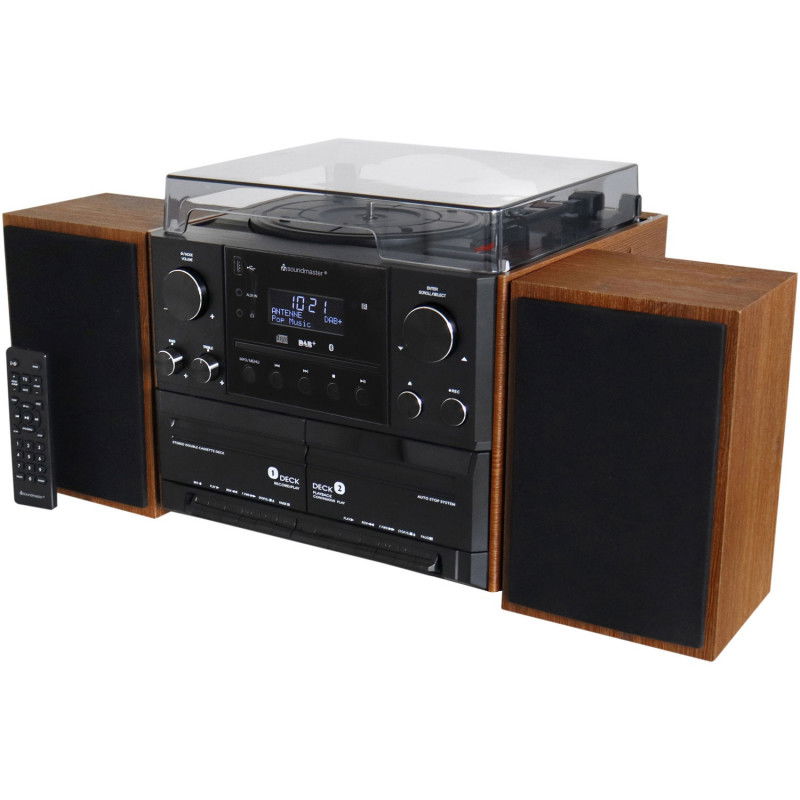 Centro musicale stereo MCD5600 con radio DAB+/FM, CD/MP3, giradischi, doppia cassetta, USB, Bluetooth