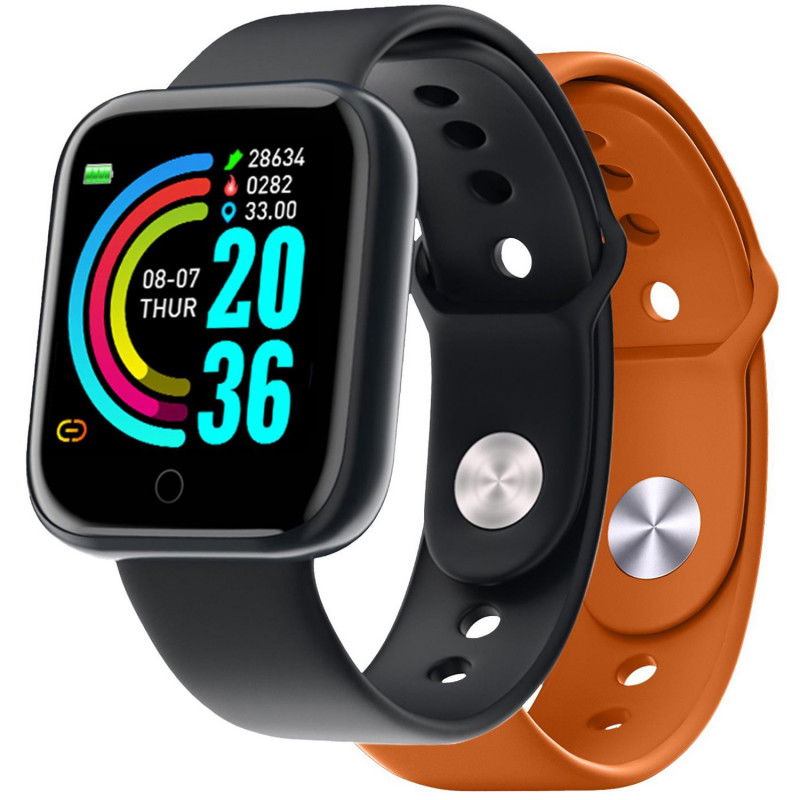 Smartwatch Trainerbeat con due cinturini Nero + Arancione