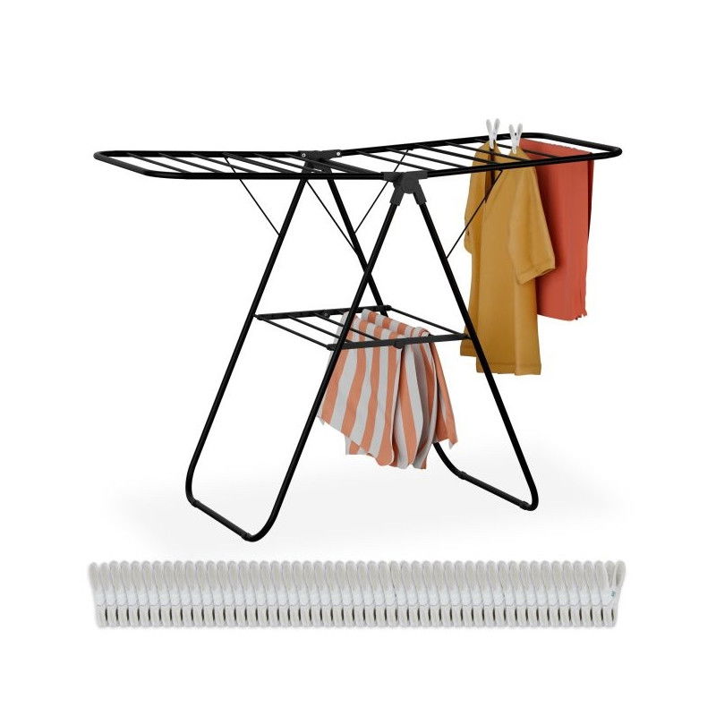 Zusammenklappbarer Wäscheständer mit mehreren Paaren