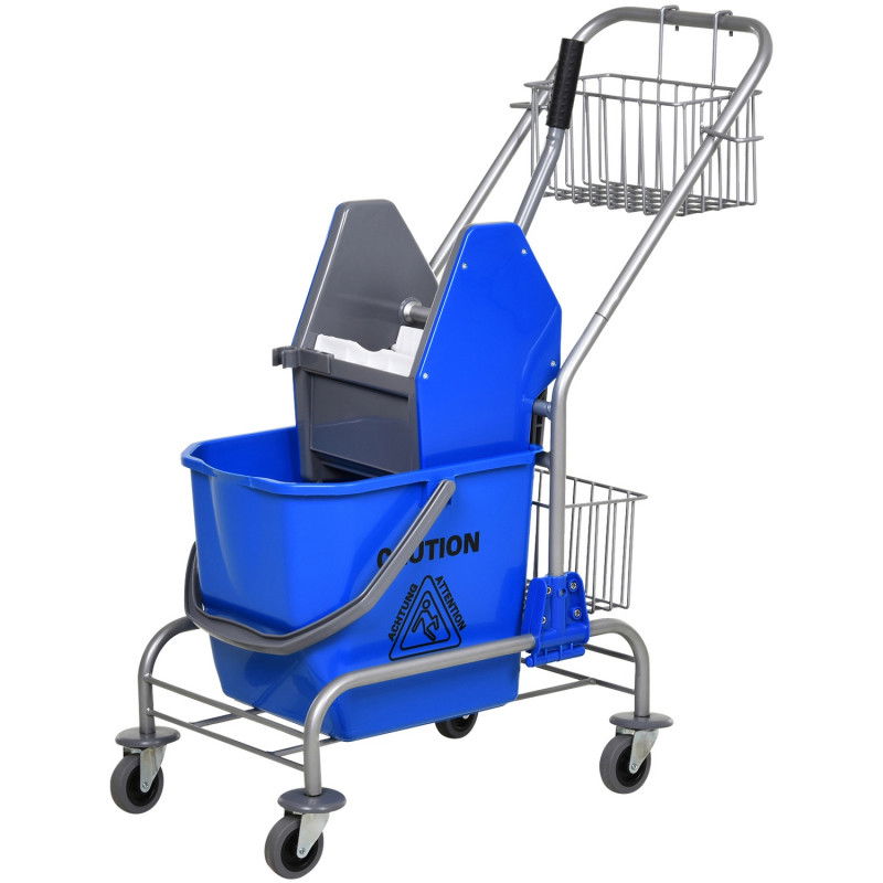 Carrello per la pulizia carrello per la casa pressa da forno professionale secchio 26 L + cestino portaoggetti blu 73 L x 45 L x