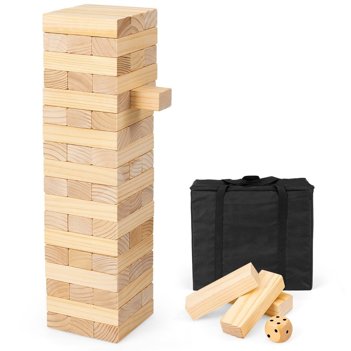 54 blocs en bois de pin Darn Tower Game blocs de construction jeu 5 x 3,3 x 15,2 cm naturel