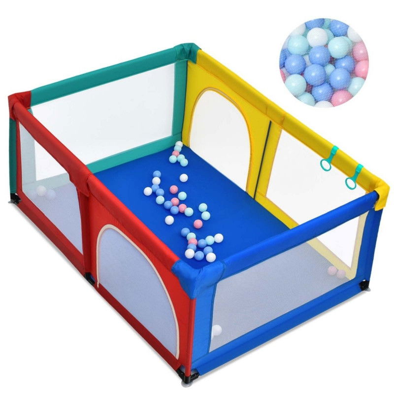 120 x 190 cm Baby Laufstall mit 50 Spielbällen Laufgitter mit Netz und Reißverschluss