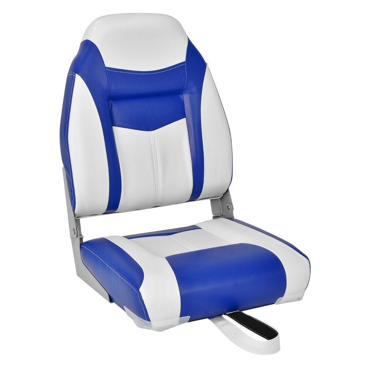 Sedile da barca con schienale alto e imbottitura in spugna spessa 10 cm, sedia da barca pieghevole blu bianco