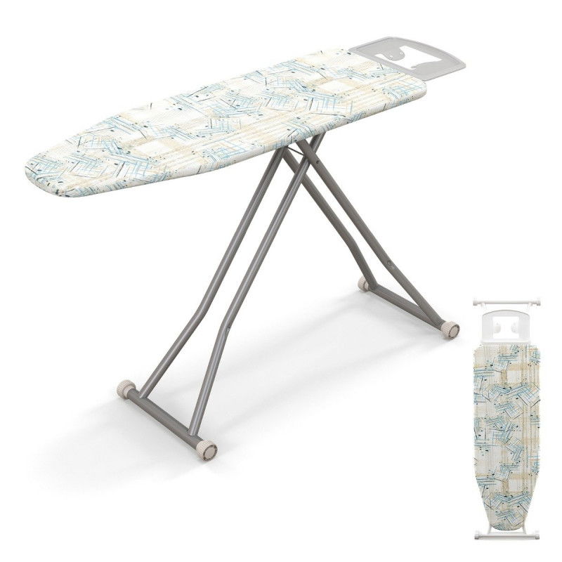 Klappbares Bügelbrett mit Eisenablage & 7 Verstellbarer Höhe Bügeltisch bis 30kg Belastbar Gestreift L