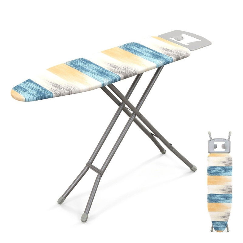 Klappbares Bügelbrett mit Eisenablage & Bügeltisch bis 30kg Belastbar Blau und gelb M
