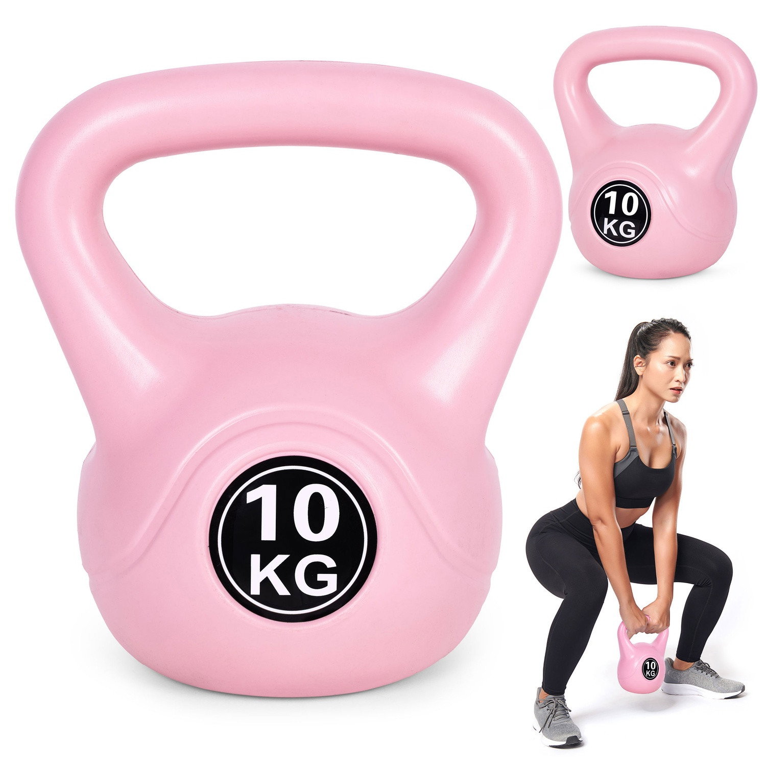 Kettlebell 10 kg für Training, Kurzhantel, Gewichtsball, Fitnesslast, Pink, ModernHome