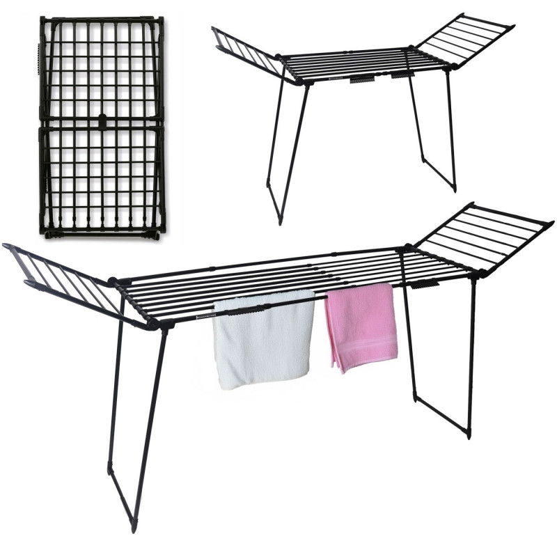 Wäscheständer, stehend, ausziehbar, für Balkon, 27 Meter, schwarz