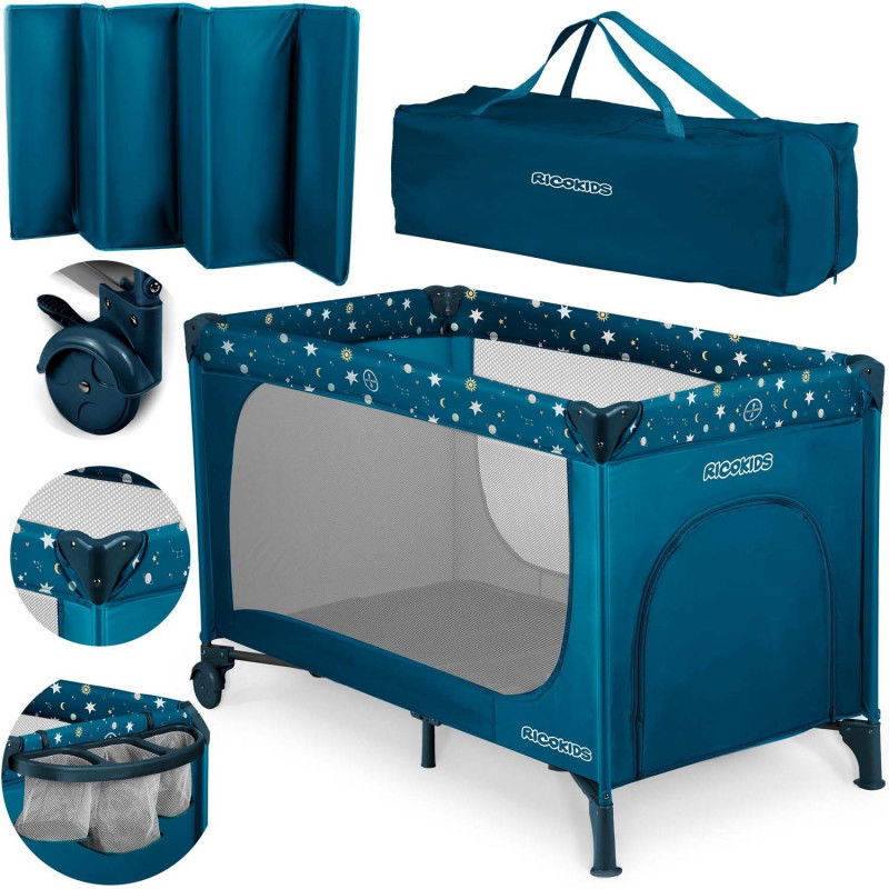 Reisebett 125 x 65 x 78 cm RK-240 marineblau