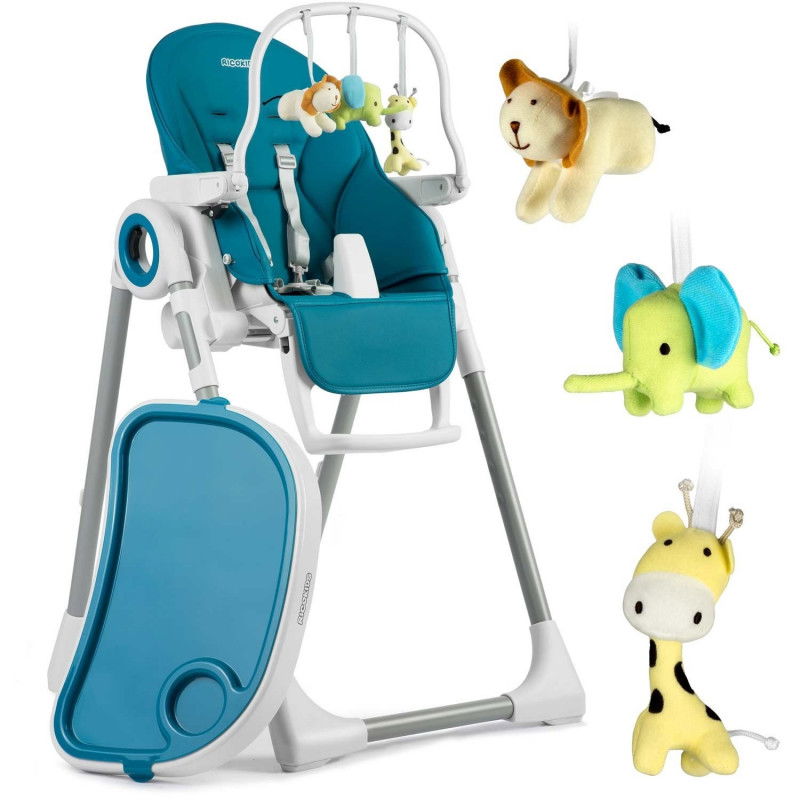 Hochstuhl mit Tisch, Liege Belo, dunkelblau + Spielbogen