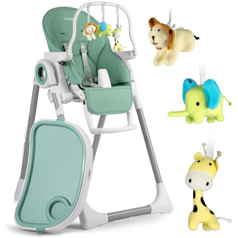 Hochstuhl mit Tisch, Belo Liege grün + Stange