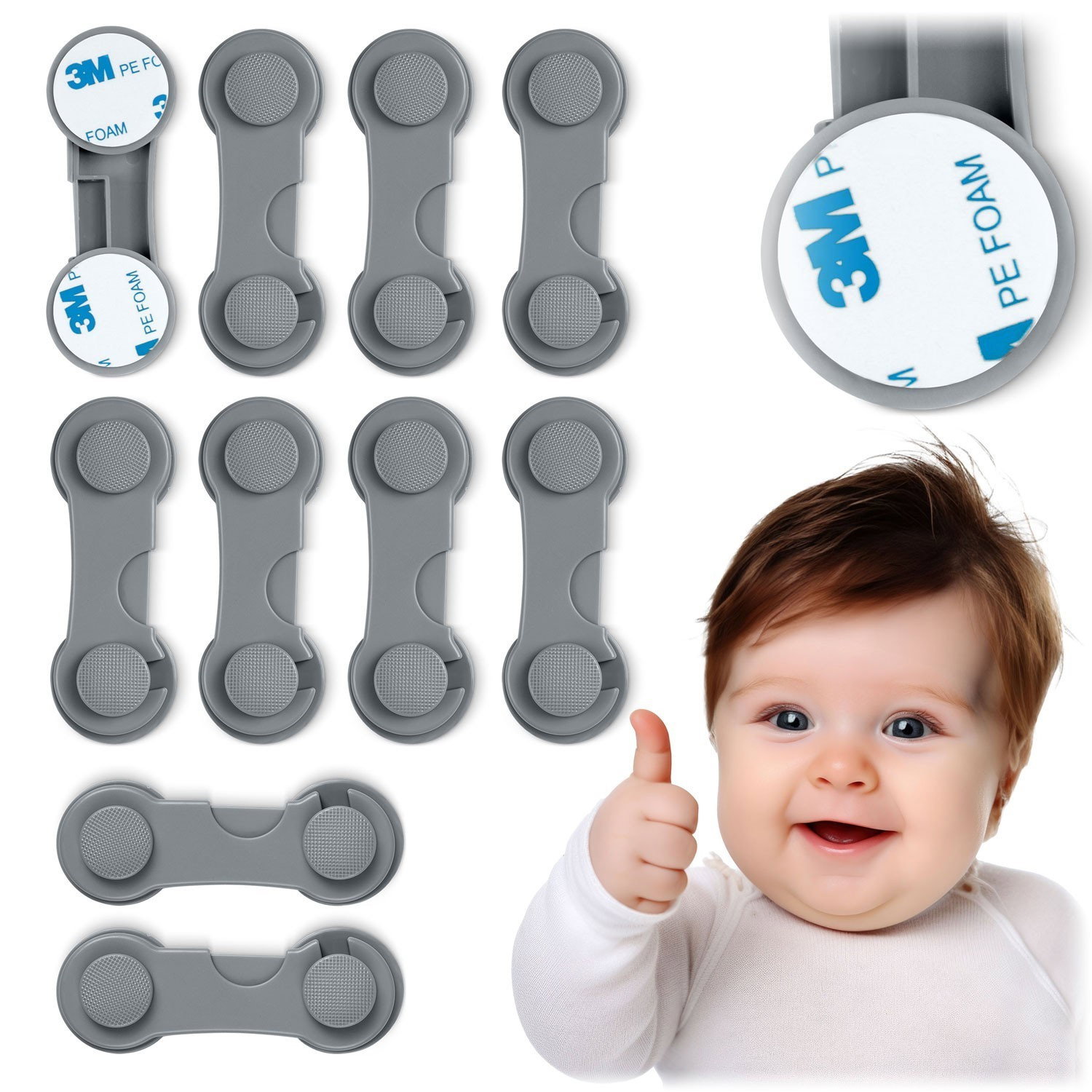 Protezione serratura per armadi Ricokids 798301, 10 pz, grigia